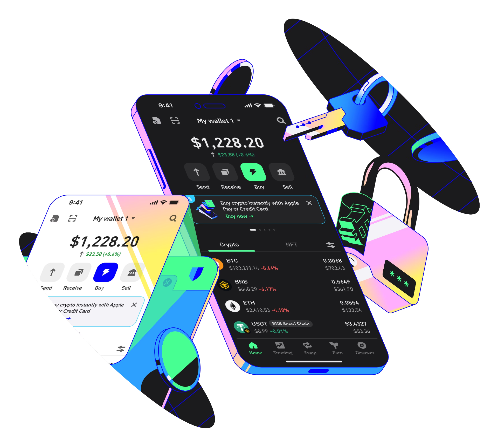 Illustration de portefeuilles mobiles Trust Wallet